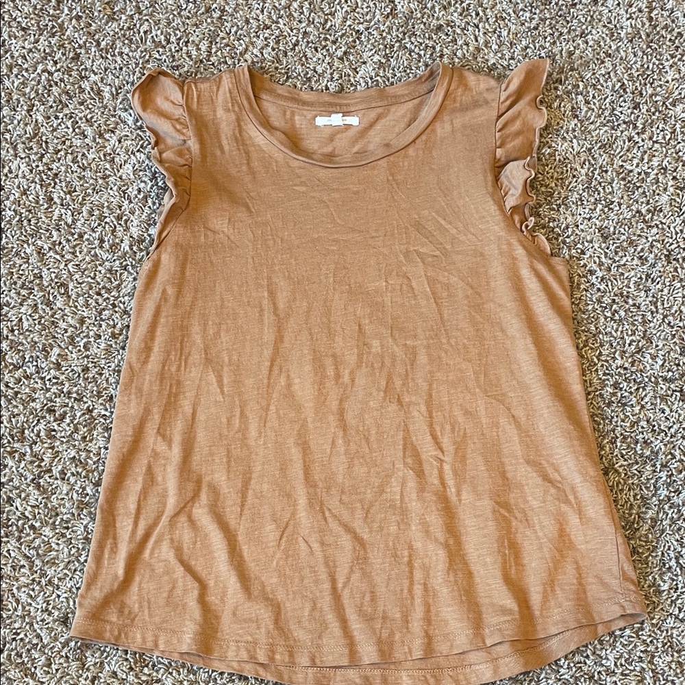 Maurices Tan Ruffle Sleeve Tank Top